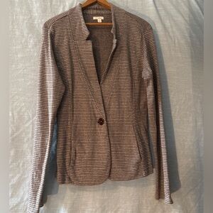 Caslon Cardigan Blazer Long Sleeve Brown/Taupe Striped Women’s Sz L